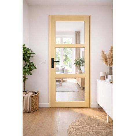 Bloc porta Ayous vetro trasparente H204 x L73 cm, lato tavolo P. destro, maniglia GD MENUISERIES