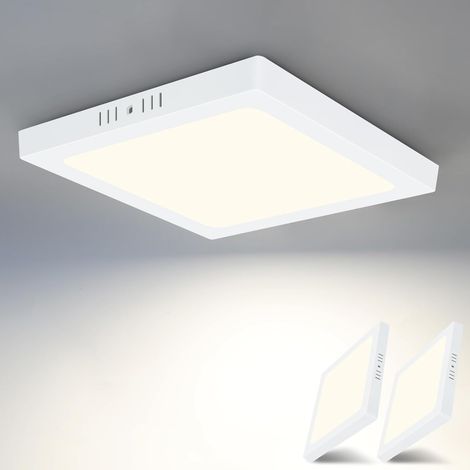 LED Deckenleuchte 2ER ,4000K Flach Badezimmer IP44 18W -GBLY Deckenlampe Schlafzimmerlampe Modern Ø23CM Eckig LED Lampe Weiß Neutralweiß Wasserfest für Flur Küche Büro Wohnzimmer