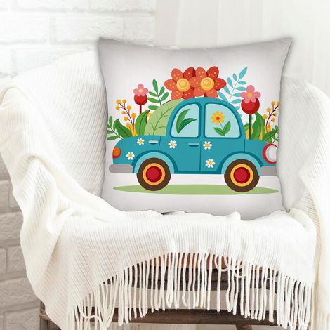 Housse de coussin sans coussin 45x45 résistant au lavage pour canapé, lit, chaise décoratif de ferme pour Pâques (1/5)
