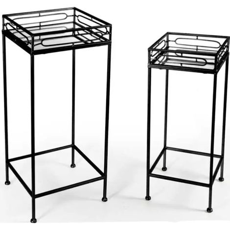 Set aus zwei metallischen Beistelltischen 30 x 70 und 25 x 60 cm