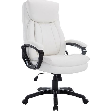 Sedia da ufficio su ruote peso fino a 180 kg meccanismo basculante in PVC bianco e plastica 100002600