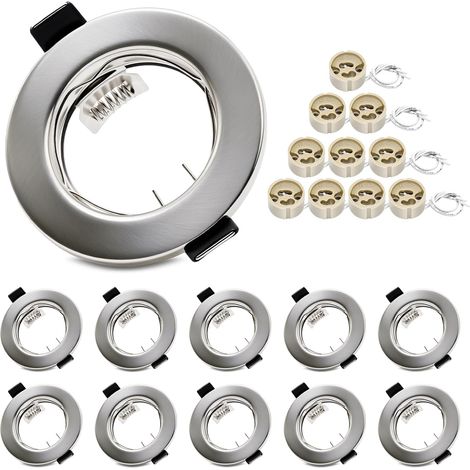 Lot de 10 Cadres Encastrables Carrés Noir Mat avec Douille GU10 VDE – 82x82 mm, Découpe 55-70 mm, Incl. Ressorts – Ampoule Non Fournie