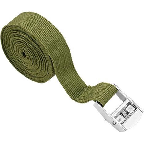 Sangles de Tension, Sangles de galerie de Toit Robustes avec Boucle à Came à dégagement Rapide, antirouille pour Porte-vélos de Moto/Voiture/vélo, 5 m x 2,5 cm, Vert (1/5)