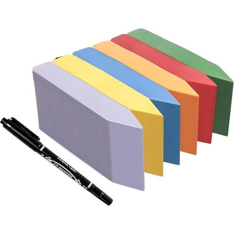 Etiquetas de PVC para plantas,600 unidades,10 x 1,6 cm,6 colores,Estacas de plástico para plantas,Etiquetas de jardín,1 estaca (1/5)