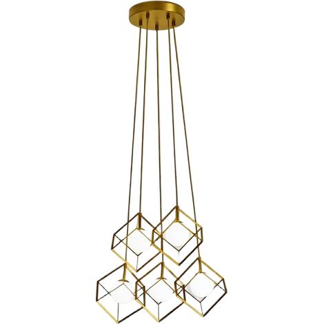 Suspension En Métal Or Mat Avec Diffuseur Sphérique En Verre Blanc, Diamètre 55 Cm, 5Xg9 Max 28W, Style Moderne Et Élégant - Marque Perenz (1/2)