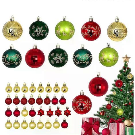 Boules décoratives pour sapin de Noël - 44 pendentifs boules incassables (1/5)