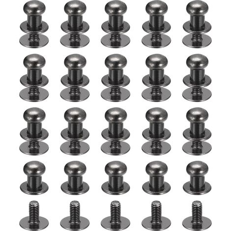 6mm Clou à Tête Sphérique Avec Rivets à Visser, Lot de 50 Boutons à Tête Ronde Pour La Création de Sacs à Main, Ceintures en Cuir, Couleur Noir Métallisé (1/5)
