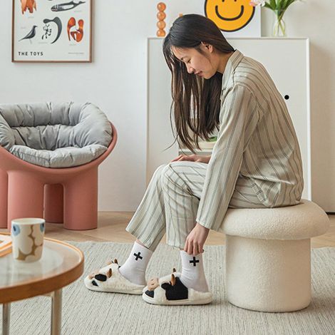 Luxuriöser, minimalistischer und moderner niedriger Hocker, Schminkhocker, runder Hocker, Pilzhocker, Schuhputzhocker im nordischen Stil, kleiner Hocker, Sofahocker, Pilzhocker – weiß – große Größe (1/5)