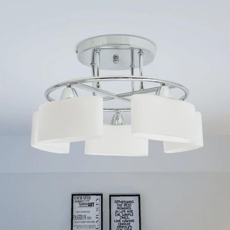 Plafonnier avec 5 globes ellipsoïdes pour ampoules E14 200 W (1/4)