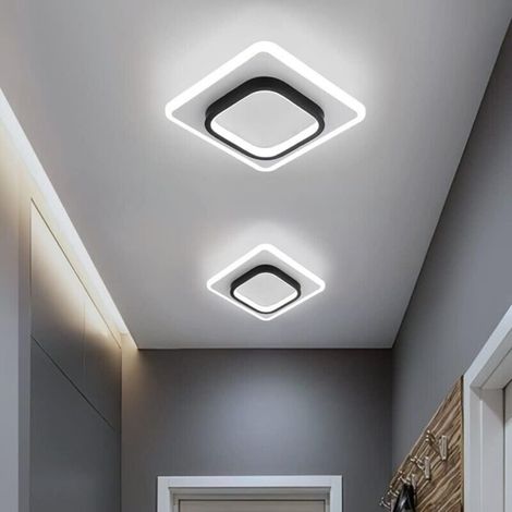 Plafonnier LED Moderne, Lampe de Plafond Chambre en Acrylique 21W, Luminaire Plafonnier Carré pour Couloir Balcon Escalier, Blanche Froide 6500K, Diamètre 24CM [Classe énergétique E]-Crezuo (1/5)