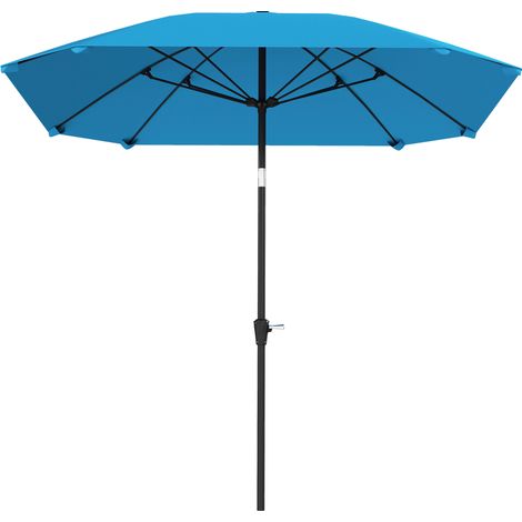 Parasol de jardin pliable bleu pour salon pour jardin angle réglable, étanche, aluminium, baleines fibre verre, manivelle, (1/5)