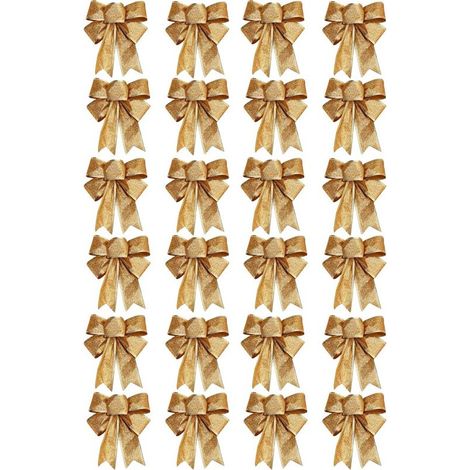 60-teiliges Weihnachtsbaumschmuck-Set: Goldene Schleifen, 25 x 21 cm große Christbaumkugeln (1/4)