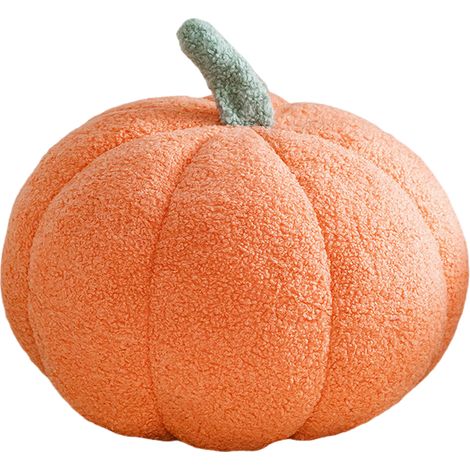 Juego de 1 cojín decorativo Kajaia 3D con forma de calabaza, relleno de suave algodón PP, blanco y marrón, 19,8 x 19,8 cm. Cojines suaves y mullidos para sofá, dormitorio, decoración de Halloween y Ac (1/5)