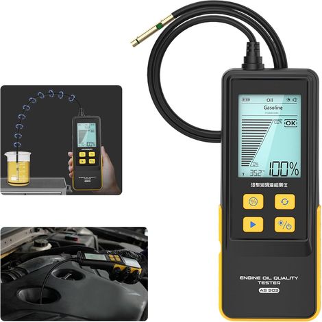 AS503 Kit de test d'huile moteur pour huile moteur essence et diesel, détecteur de transmission et de température avec sonde flexible de 31,5 pouces, écran rétroéclairé 2,8" (1/5)