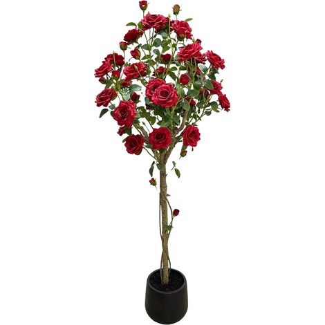Rosal artificial, diseño elegante, mínimo mantenimiento, rojo y negro. (1/2)