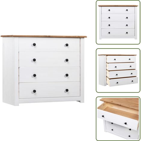 Armoire latérale Blanc 80x40x73 cm Pin Assortiment Panama - Buffet - Armoire Laterale - Commode - Meuble Rangement - Bois De Pin (1/5)