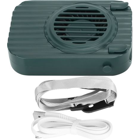 Mini Neck Fan Creative USB Portable HandsFree Wearable Lazy Hanging 3 Speed Cooler(Green ) (1/5)