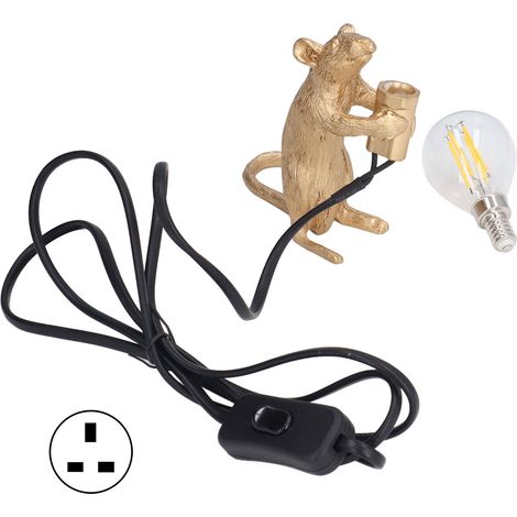 Lampe animalière à éclairage doux, utilisation simple, image réaliste, lampe souris moderne en résine pour la décoration de la maison, d'un café, d'un bureau ou d'une chambre, couleur or (Royaume-Uni) (1/5)