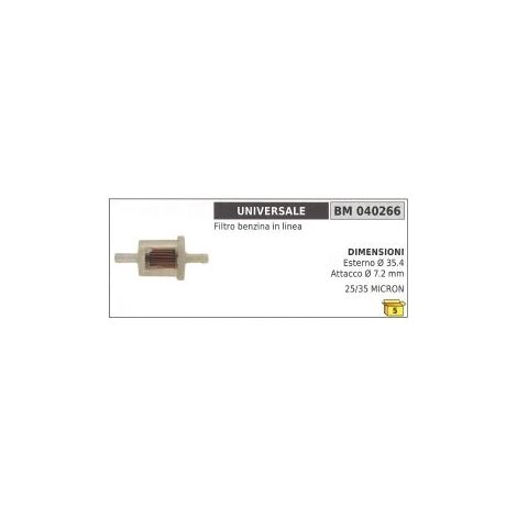 Benzinleitungsfilter UNIVERSAL außen Ø  35,4 mm Ø  Anschlüsse 7,2 mm
