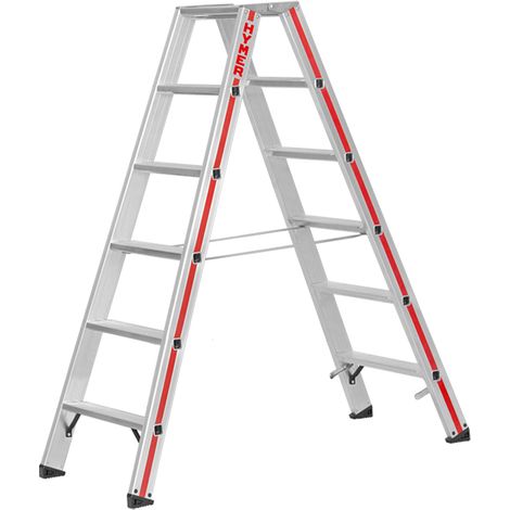Escabeau double 2x8 marches - Hauteur max. de travail 3,35m - 8024/2X8