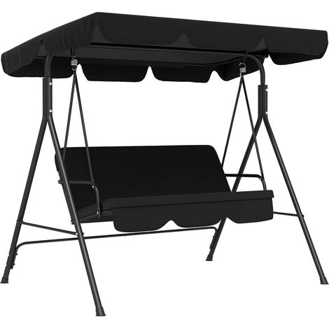 3-Sitzer Hollywoodschaukel Gartenliege Schaukelbank, wetterbeständig, 172 cm x 110 cm x 153 cm, Schwarz