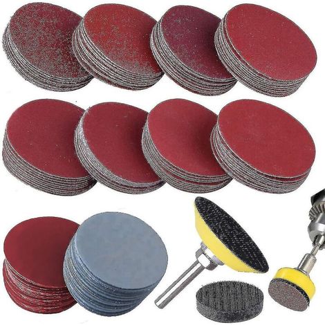 Schleifscheiben- und Pad-Set, Packung mit 100 Blatt Schleifpapier und Schaumstoffpads (1/4)