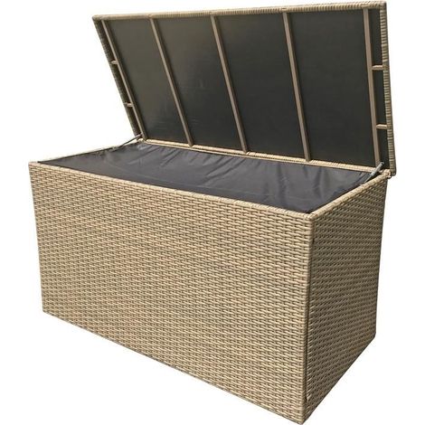Signature Weave Sarah Wicker Large Cushion Box Garden Storage Chest Natural (1/2)