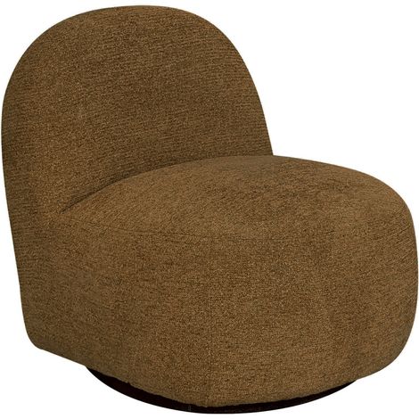 Fauteuil pivotant en tissu chenille côtelé - Marron chiné - Groovy (1/5)
