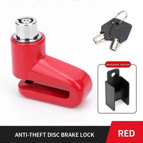 Antivol de disque de frein pour motos, scooters et quads, support robuste en forme de U avec cordelette de rappel et 2 clés, antivol de disque portable pour vélos électriques (1/5)