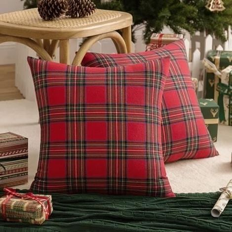 Christmas plaid cotton pillow and cushion covers (1/2)