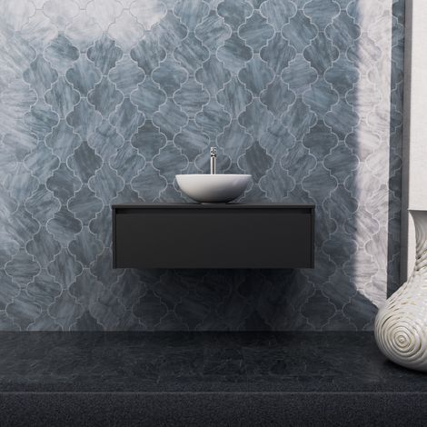 Inda - Mobile bagno L.100 con lavabo in appoggio / Nero opaco 1