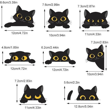 Stickers Interrupteur,Cat Light Stickers Funny Animal Stickers Muraux pour Chambre Salon Noir 16Pcs (1/5)