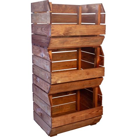 3er Set Küchenregal Olaf 40x33x30 cm in Ocker Gemüsekiste Obsthorde Gemüsekorb Obstschale Holzkiste Obstkiste (1/5)