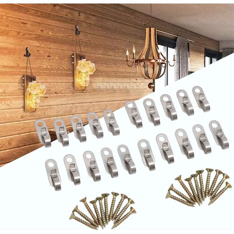 Accroches pour guirlandes lumineuses - Lot de 20 crochets et vis inox pour suspension d'éclairage extérieur patio et décorations intérieures (1/5)