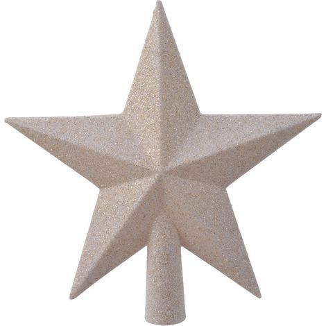 PUNTALE A STELLA GLITTERATO 4.2X19X19 CM BIANCO LANA
