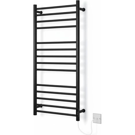 Larne Dry Electric Black Stainless Steel Towel Rail 1000mm High 500mm Wide Energy Efficient