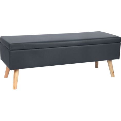 Panca contenitore panca poggia piedi 40 x 110 x 40 cm in ecopelle nera 130017483