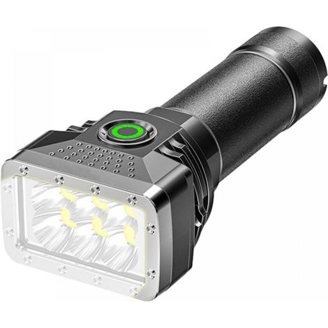 Lampe torche LED rechargeable, 6 LED, faisceau lumineux ultra-lumineux, 4 modes, étanche, pour la chasse, les urgences et le camping. (1/4)