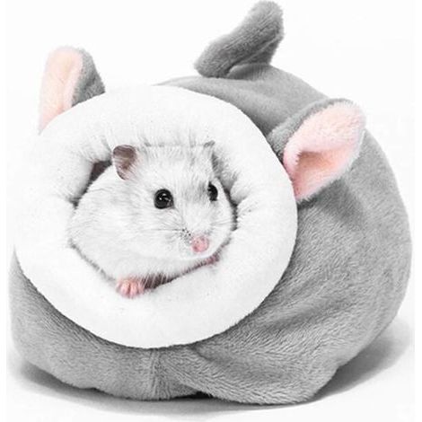 Nid d'hibernation en coton UlisemHamster, petit nid d'hibernation, nid d'hiver chaud pour lapin, nid de couchage en coton pour petits animaux, mini hérisson, gris (1/4)