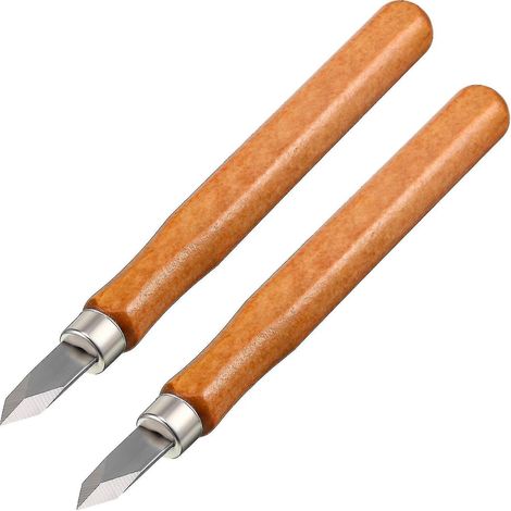 Couteau à marquer pour le travail du bois, lame fine à double biseau, en acier Mn-V trempé et traité thermiquement (2 pièces) (1/5)