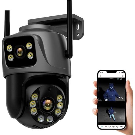 Caméra de sécurité à Domicile Caméra à Double Objectif 360 °, Protection de sécurité IP66, 8MP 4K, sans Fil, détection Humaine extérieure, Surveillance vidéo PTZ(3K 6MP add 128G) (1/5)