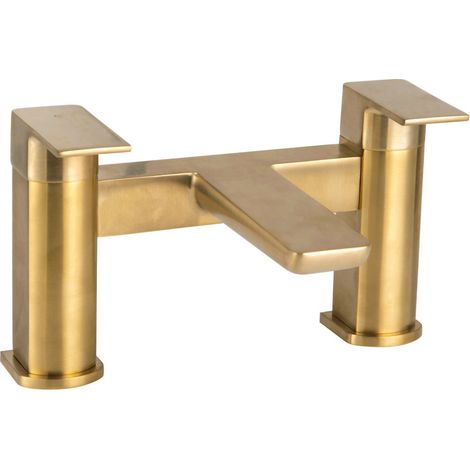 Muro Brushed Brass Finish Modern Style Bath Filler Tap Inc. Waste Option, With Waste