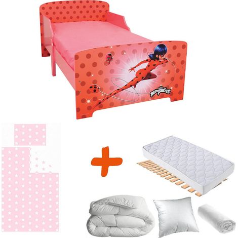 Pack complet Premium Lit junior 140 cm Miraculous Lit+Matelas & Parure+Couette+Oreiller (1/5)