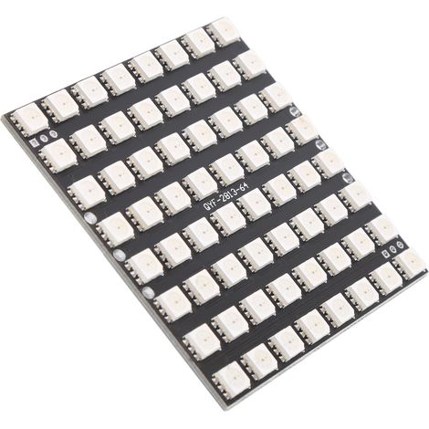 Ruban LED WS2812 64 pixels RGB 5050 intégré pilote couleur complet, carte de développement 5V DC (1/5)