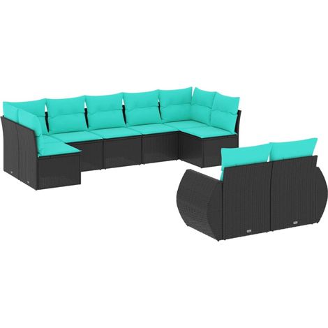 Maison Exclusive - 9-teiliges Gartensofa-Set mit Kissen, schwarze