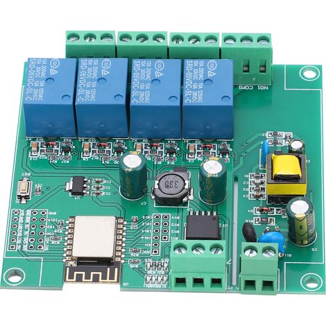Module relais WIFI 4 canaux, carte de développement ESP8266 pour contrôle sans fil, alimentation CC 7-12 V/5 V, USB (1/5)