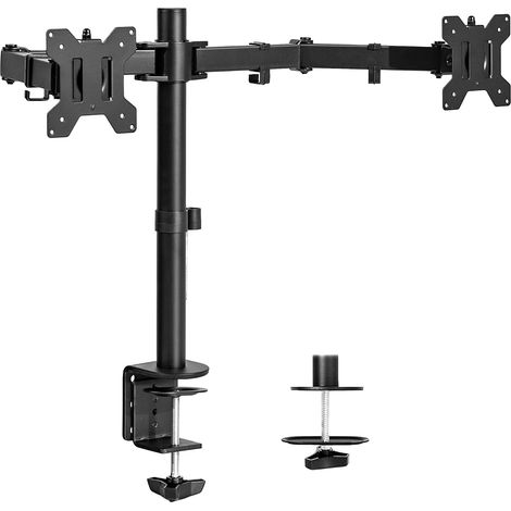 Monture de bureau à double moniteur, support en acier entièrement réglable, supporte 2 écrans d'ordinateur jusqu'à 30 pouces et max 22 livres chacun, noir (1/5)