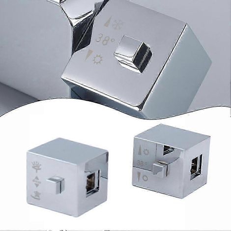 paire de poignées de commande de température de douche carrées en plastique ABS argenté chromé, accessoires de robinetterie de salle de bain SZRH A-GB (1/5)
