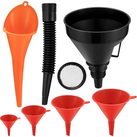 Kit d'entonnoir pour voiture, entonnoir à carburant à large ouverture, entonnoir à huile en plastique à long col (1/5)