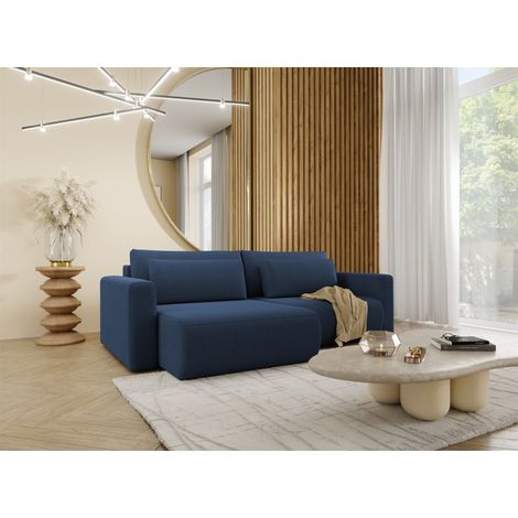 Ecksofa Sofa mit Schlaffunktion CHAIRA Stoff Curio Dunkelblau Ottomane Links (1/5)